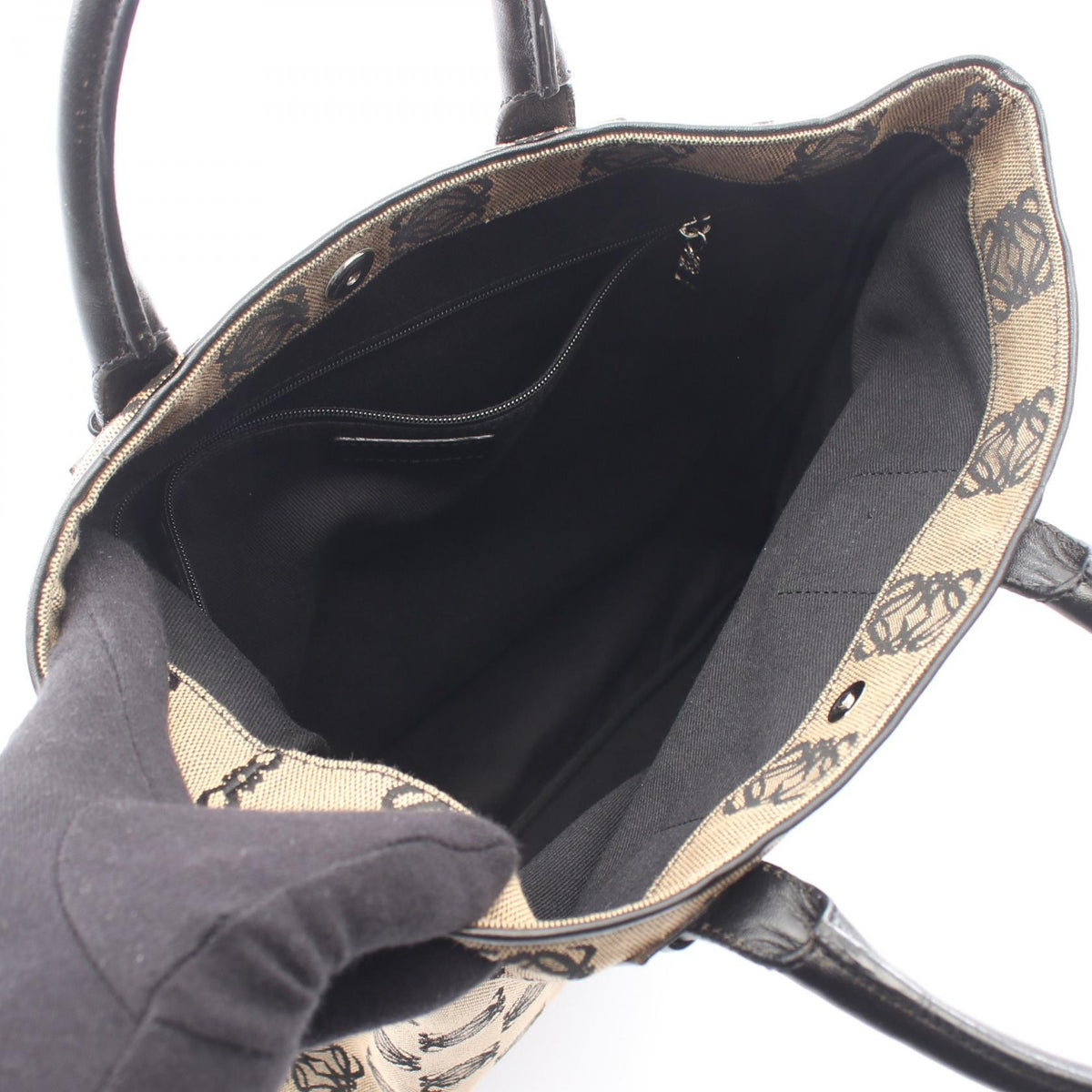 LOEWE anagram Tote Bag Beige/Black canvas leather 2101220157883