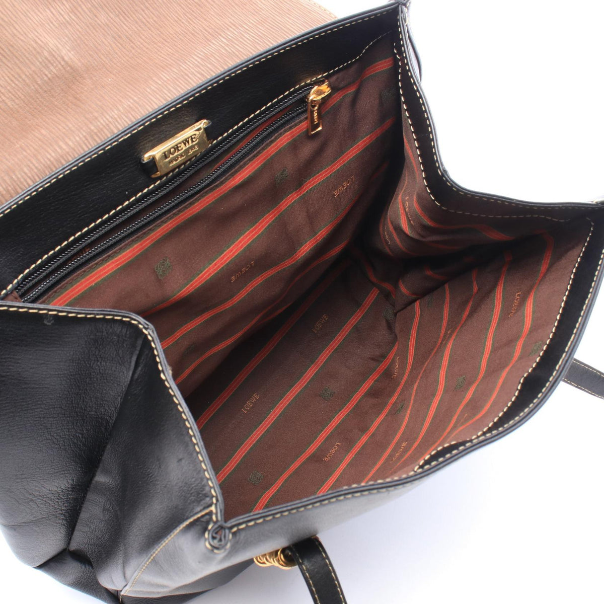 LOEWE Shoulder Bag Black/Brown leather 2120100038654