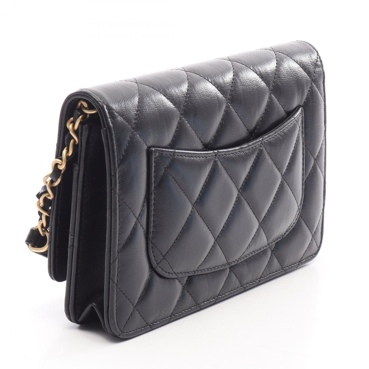 CHANEL Black Matelasse Chain Wallet with Combination Hardware Lambskin (sheep leather) 2104102541503