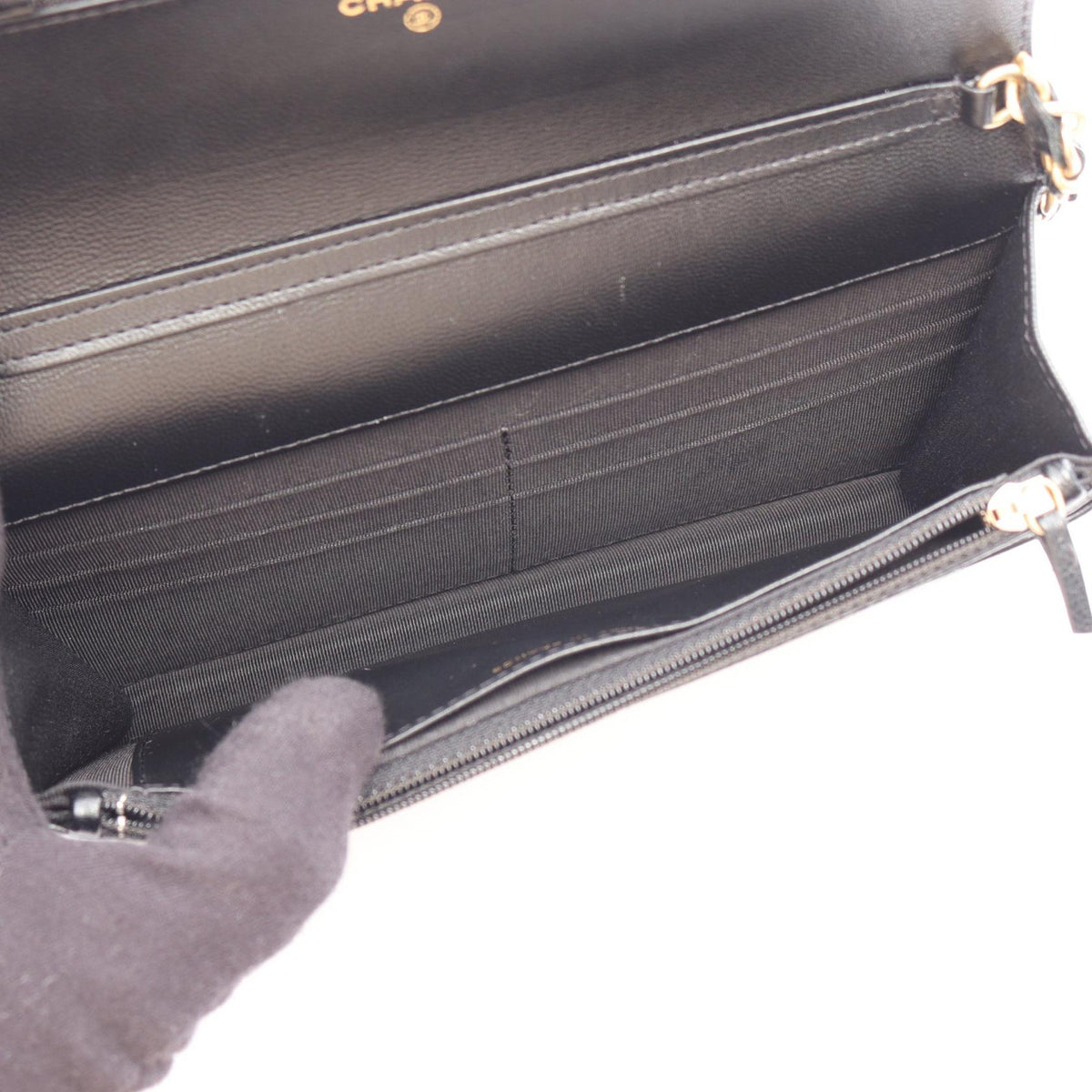 CHANEL Black Matelasse Chain Wallet with Combination Hardware Lambskin (sheep leather) 2104102541503
