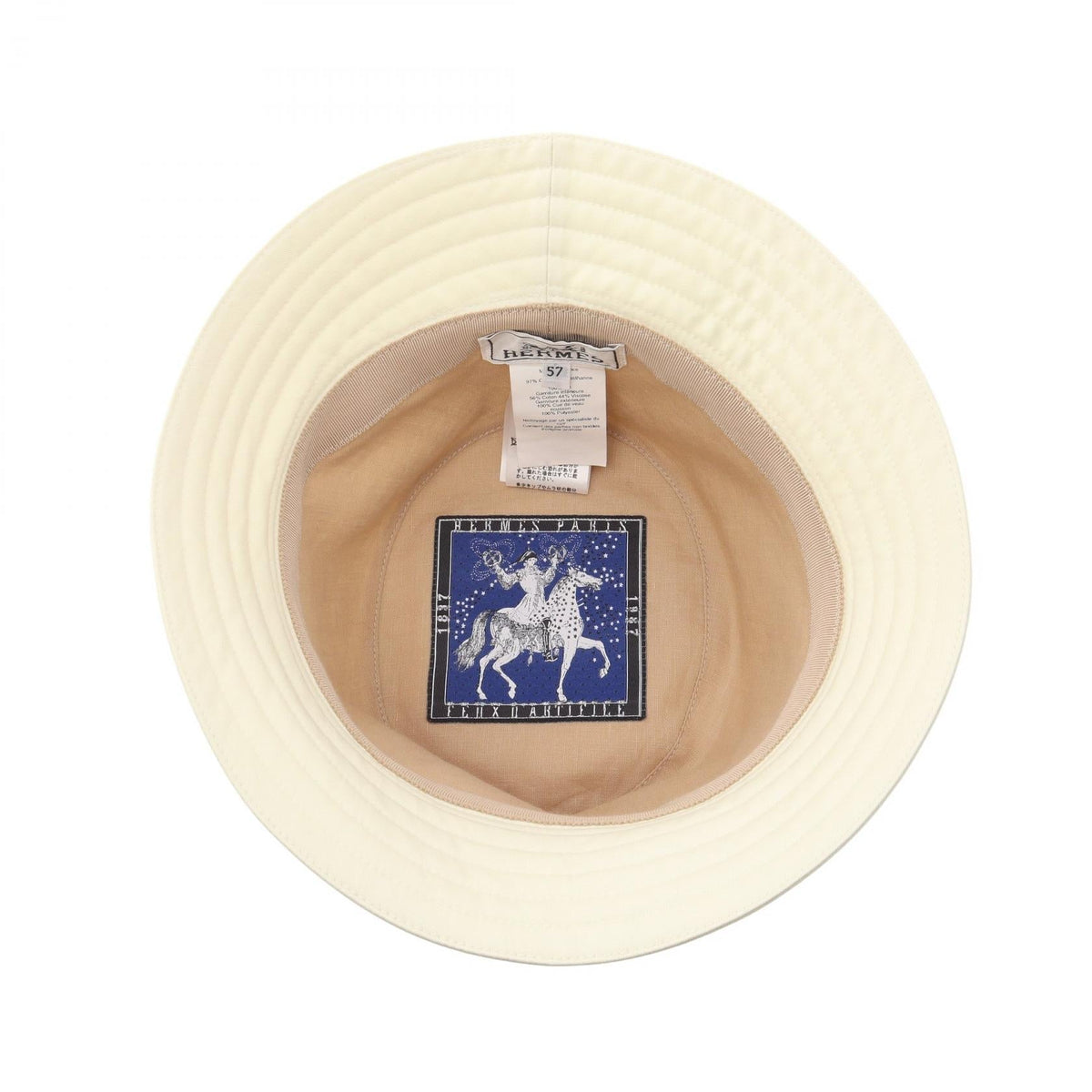 HERMES Fred H-cut bucket hat hat White cotton 2106800645019