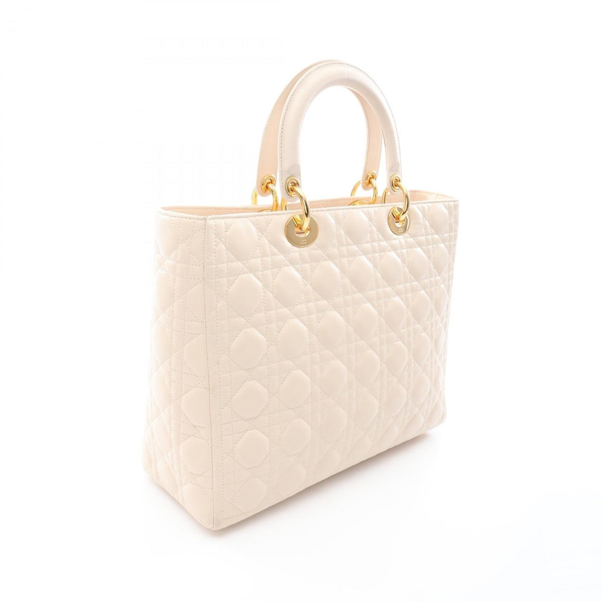 Dior Lady Christian Dior Large Cannage 2WAY Handbag Beige leather 2101220063085