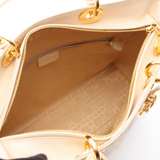 Dior Lady Christian Dior Large Cannage 2WAY Handbag Beige leather 2101220063085
