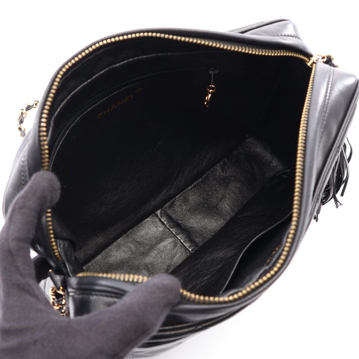 CHANEL Black Matelasse tassel Lambskin (sheep leather) 2101219991887