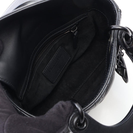 Dior Lady Christian Dior Mini Cannage 2WAY Handbag Black leather 2101220158590