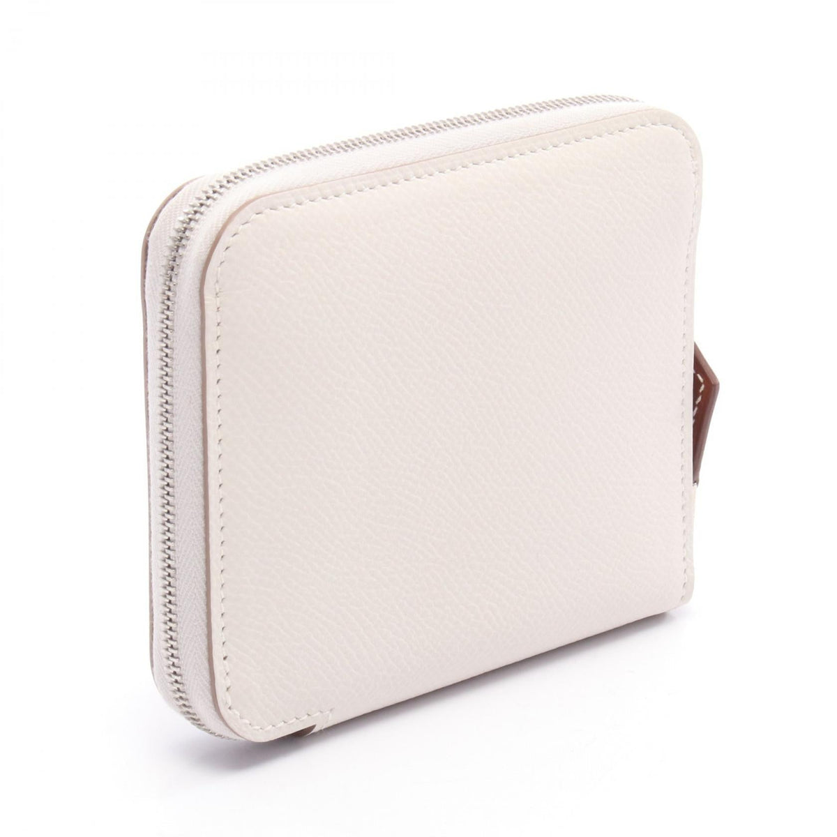 HERMES Azap compact silk in Round walletGris pale Gris pale White Epsom leather Epsom 2104102445146