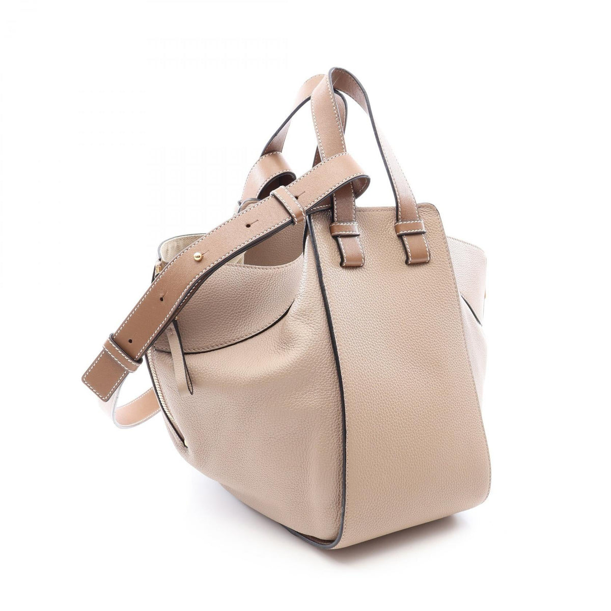 LOEWE HAMMOCK SMALL (2-Way Hammock) Handbag Beige/Brown leather 2120100039002