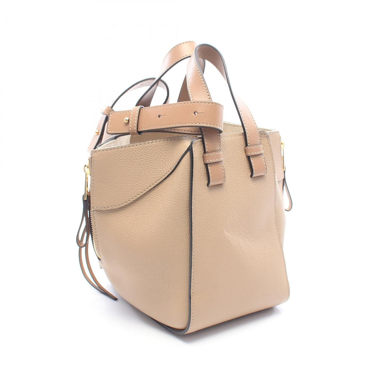 LOEWE Hammock Bag Compact 2-Way Handbag Beige leather 2120900140519