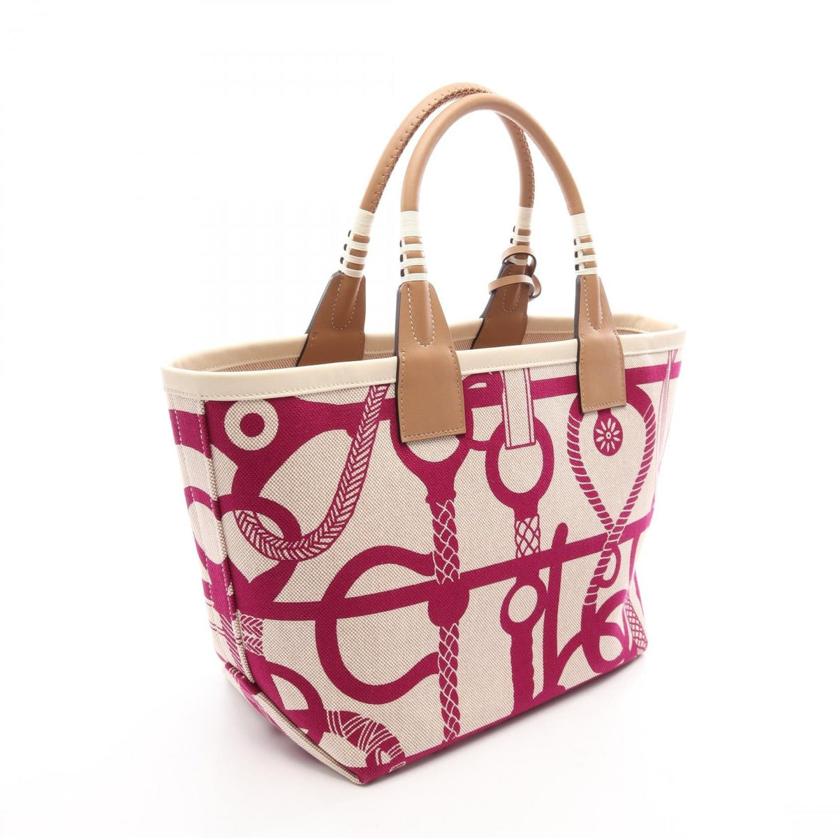 HERMES Steeple 25 Ecru Rose Purple Chai Tote BagBeige Beige Beige/Purple/Brown Toile H Other�Toile H / Swift leather 2106800645293