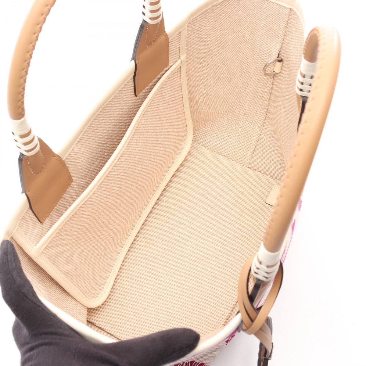 HERMES Steeple 25 Ecru Rose Purple Chai Tote BagBeige Beige Beige/Purple/Brown Toile H Other�Toile H / Swift leather 2106800645293