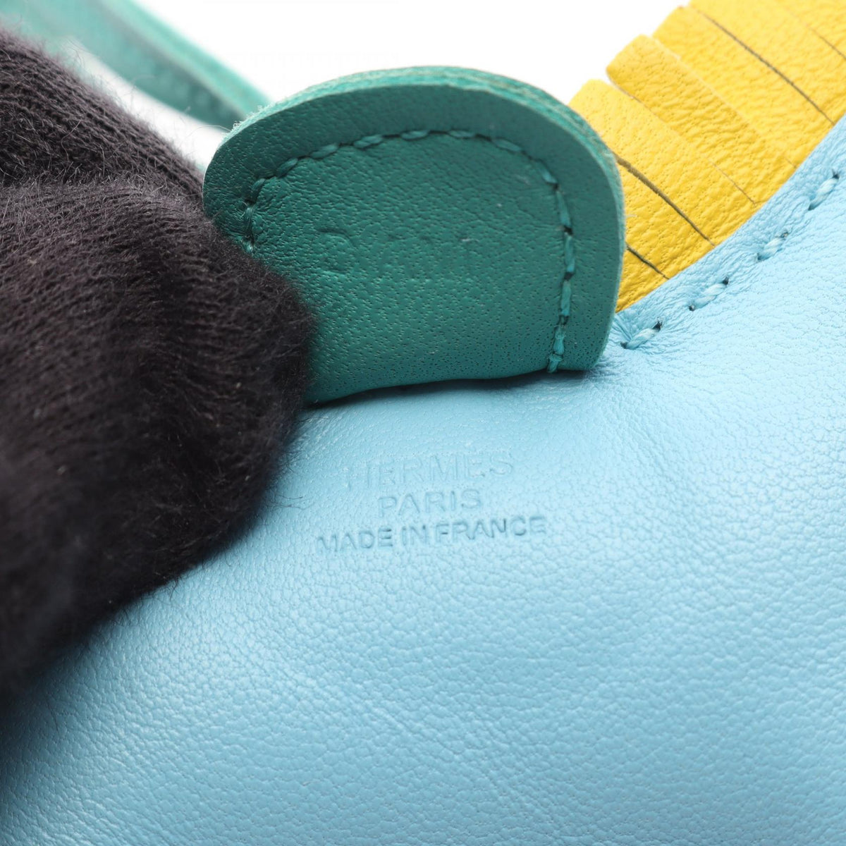 HERMES Rodeo PM Celeste Yellow Napless Green charm Blue/Yellow/Green Agneau milo Other�Agneau milo 2101220183462